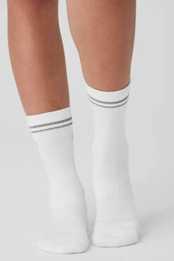 Unisex Half-Crew Performance Sock - White 6 Unisex Half-Crew Performance Sock - White -Alo Fashion Store A0295W 01 b1 a2 m18