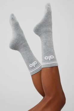 Unisex Throwback Sock - Athletic Heather Grey/White 6 Unisex Throwback Sock - Athletic Heather Grey/White -Alo Fashion Store A0357U 03320 b1 a3 m76