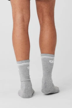 Unisex Throwback Sock - Athletic Heather Grey/White 7 Unisex Throwback Sock - Athletic Heather Grey/White -Alo Fashion Store A0357U 03320 b1 a4 m154