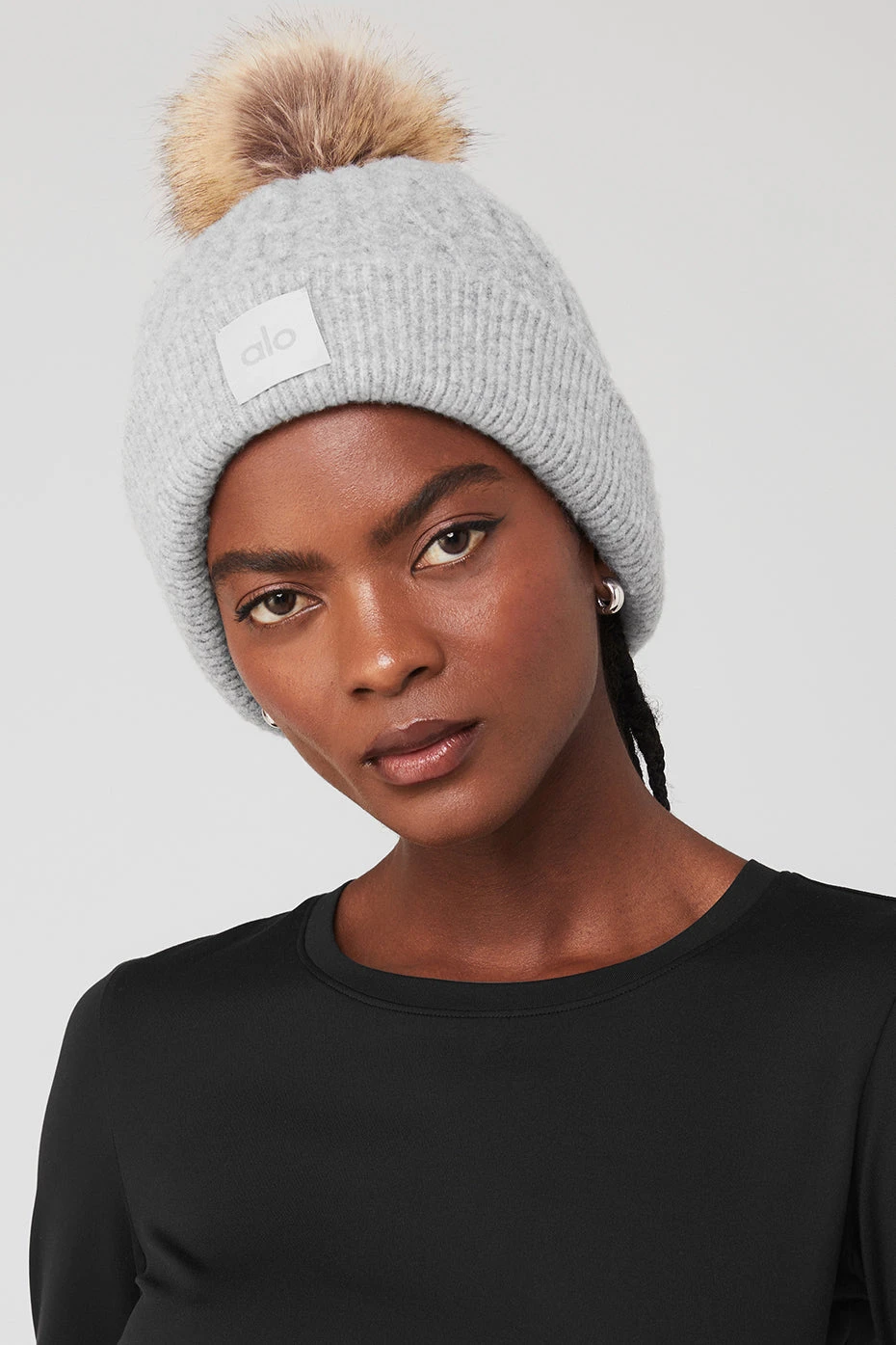 Cable Knit Beanie - Athletic Heather Grey 3 Cable Knit Beanie - Athletic Heather Grey - Image 3
