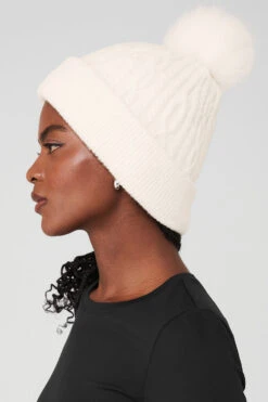 Cable Knit Beanie - Ivory 7 Cable Knit Beanie - Ivory -Alo Fashion Store A0405U 03299 b1 a2 m100