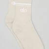 Unisex Half-Crew Throwback Sock - Bone/White