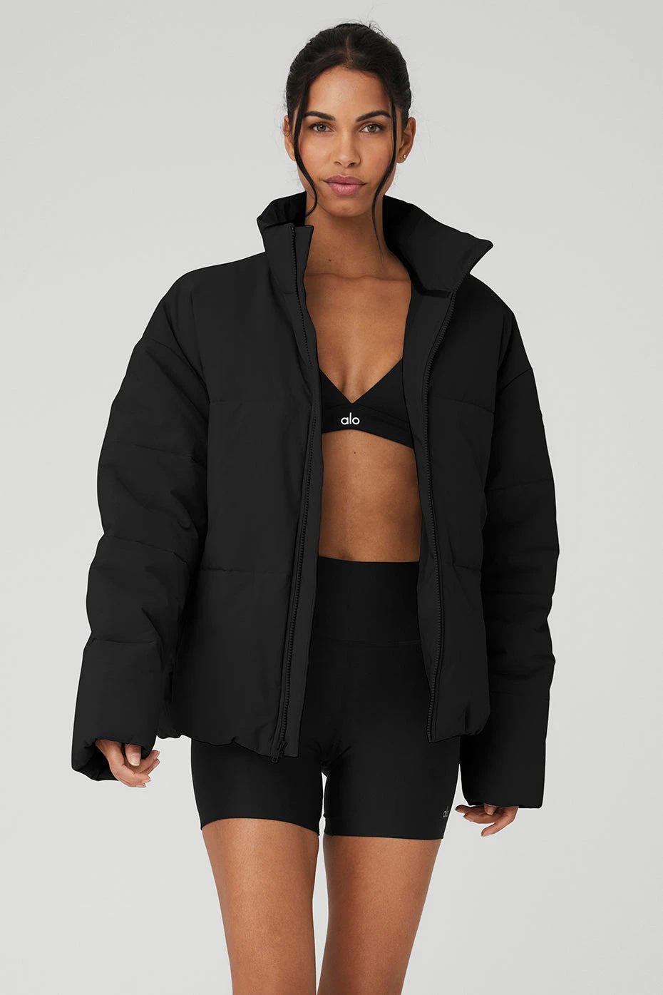 Stretch Woven Street Puffer - Black 1 Stretch Woven Street Puffer - Black