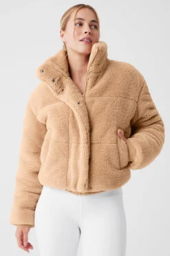 Sherpa Snow Angel Puffer - Camel 9 Sherpa Snow Angel Puffer - Camel -Alo Fashion Store W4473R 01660 b1 s1 a4 2 m89
