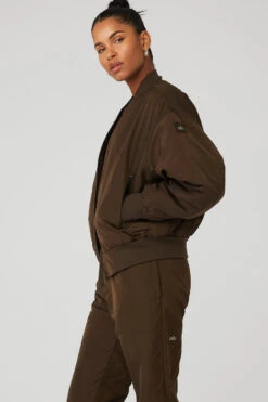 Faux Fur Urbanite Bomber - Espresso/Ivory -Alo Fashion Store W4495R 04583 b1 s1 a2 1 m18