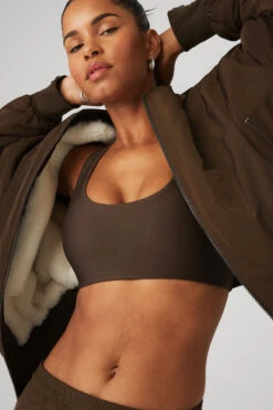 Faux Fur Urbanite Bomber - Espresso/Ivory -Alo Fashion Store W4495R 04583 b1 s1 a4 1 m18