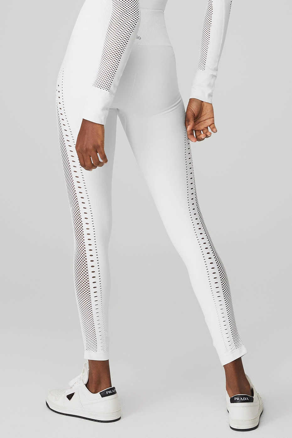 Seamless High-Waist 7/8 Open Air Legging - White 2 Seamless High-Waist 7/8 Open Air Legging - White - Image 2