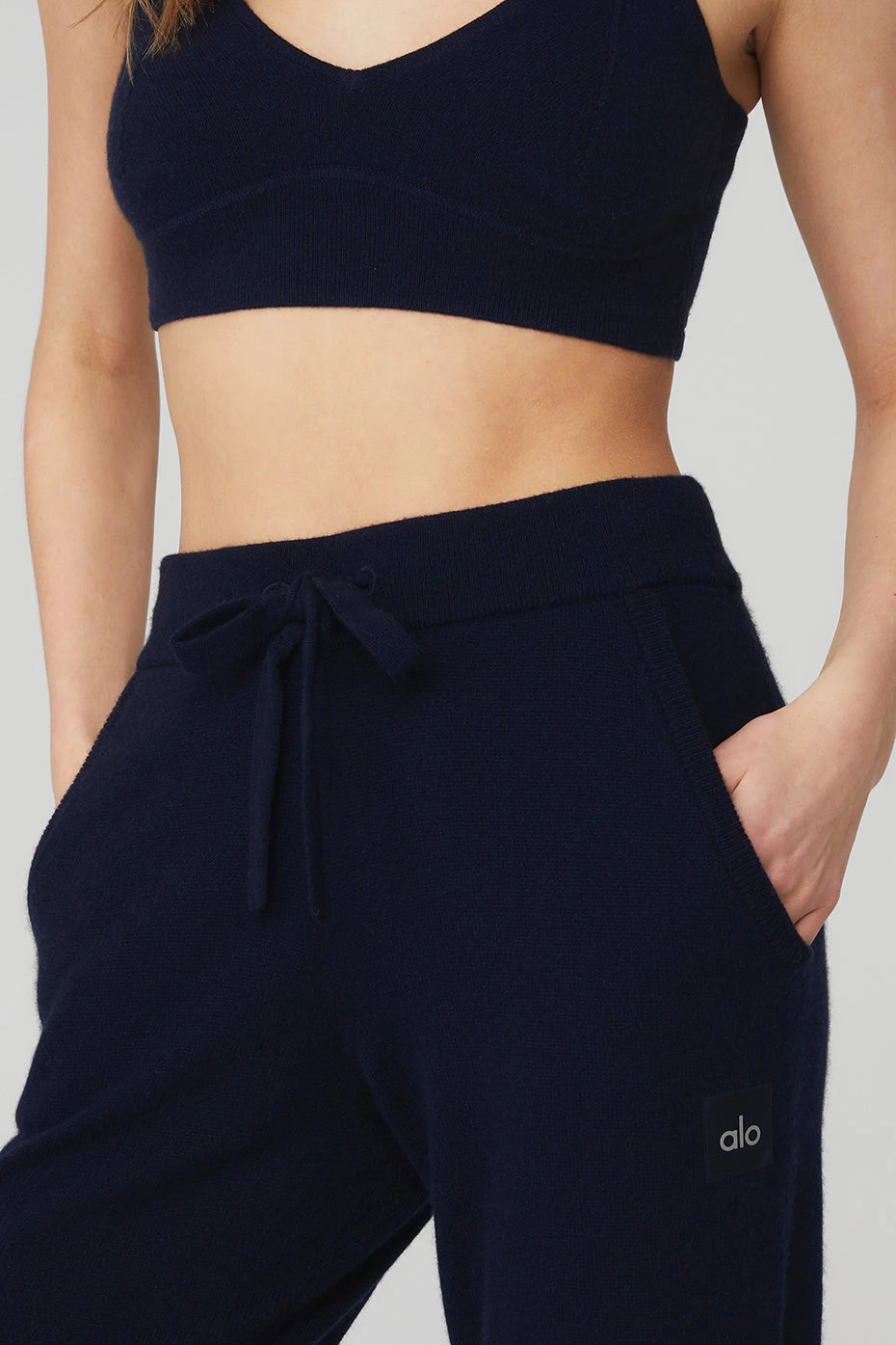 High-Waist Cashmere Jet Set Pant - Navy 4 High-Waist Cashmere Jet Set Pant - Navy - Image 4