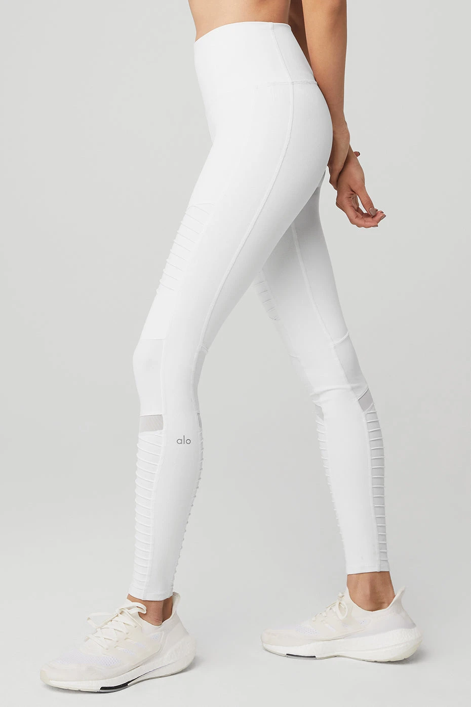 High-Waist Moto Legging - White/White Glossy 3 High-Waist Moto Legging - White/White Glossy - Image 3