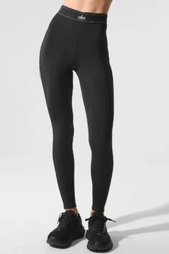 Airlift High-Waist Suit Up Legging - Black/White -Alo Fashion Store W5952R 0100 b1 s1 a1 1 m224
