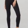 Seamless High-Waist Ribbed Legging - Black