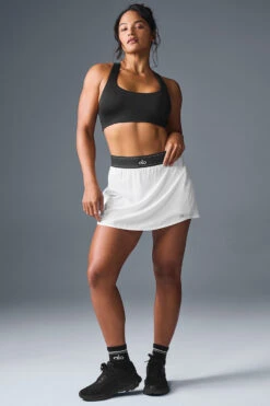 Match Point Tennis Skirt - White 7 Match Point Tennis Skirt - White -Alo Fashion Store W6240R 00 b1 s1 a3 m196