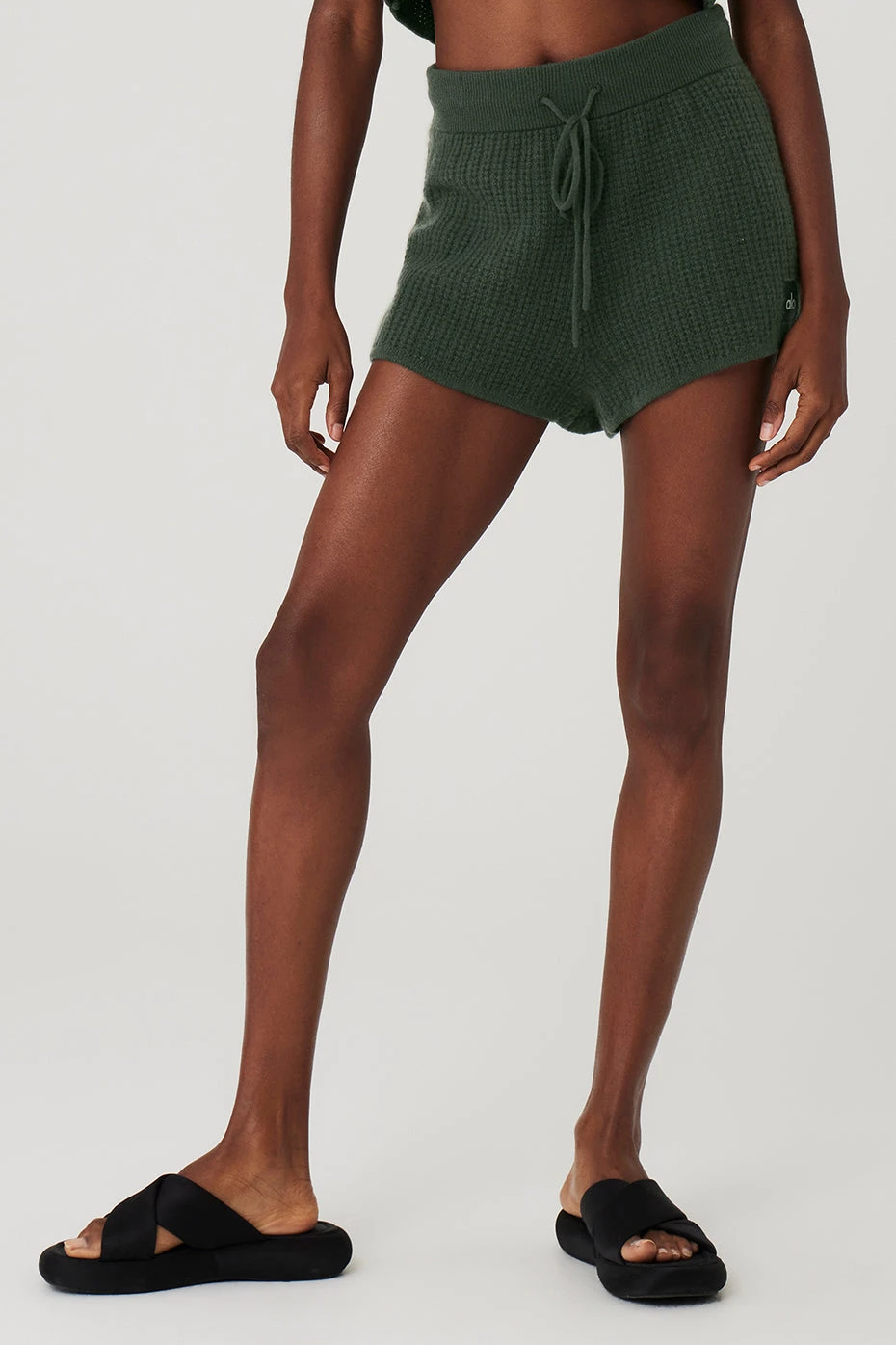 Cashmere High-Waist Plush Waffle Short - Dark Cactus 1 Cashmere High-Waist Plush Waffle Short - Dark Cactus