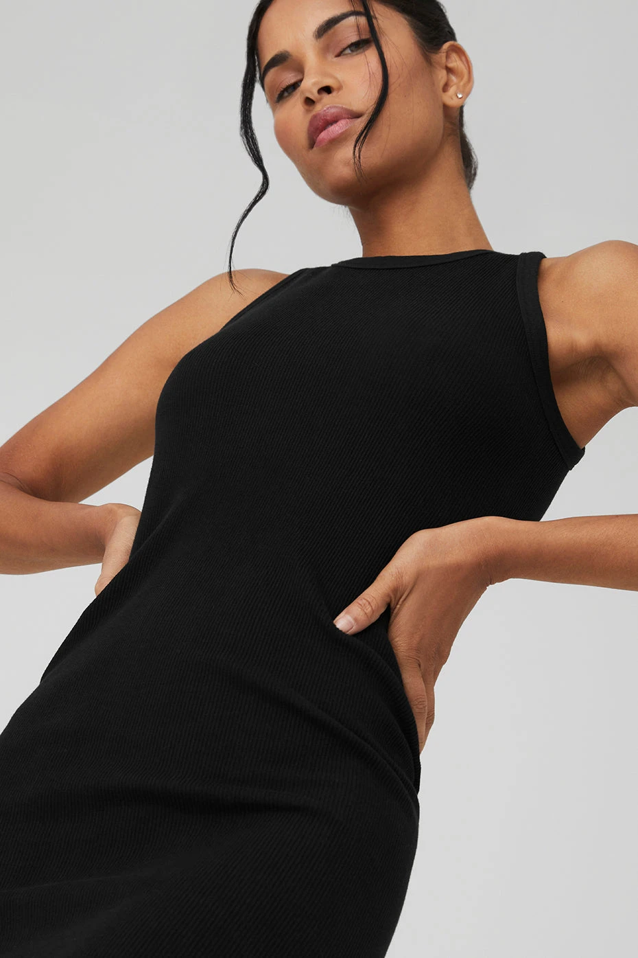 Seamless Ribbed Warm Nights Dress - Black 5 Seamless Ribbed Warm Nights Dress - Black - Image 5