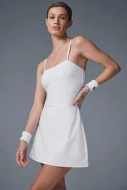 Alosoft Courtside Tennis Dress - White -Alo Fashion Store W8176R 00 b1 s1 a3 1 m91